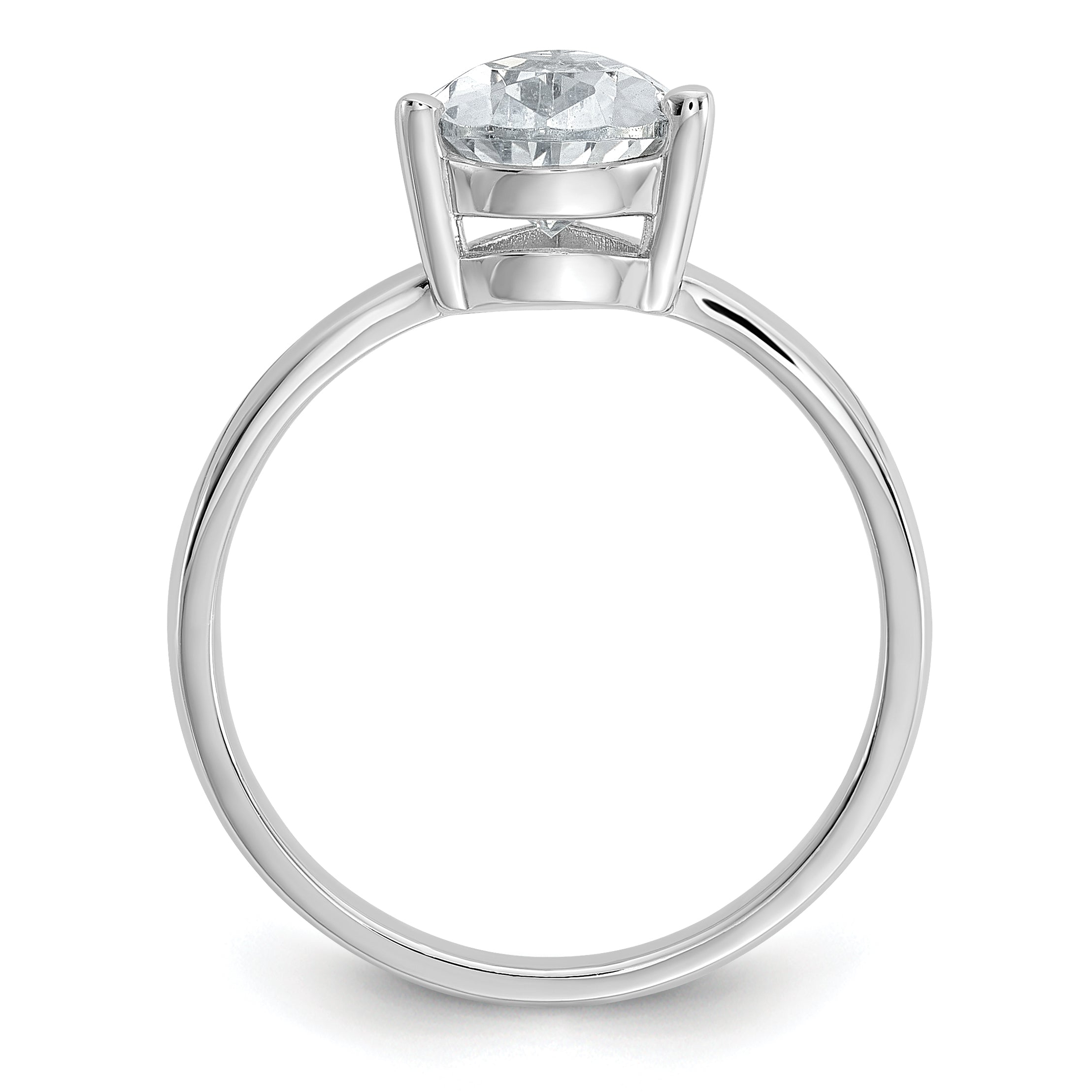 Cheryl M Sterling Silver Rhodium-plated Polished Pear CZ Ring Secondary image