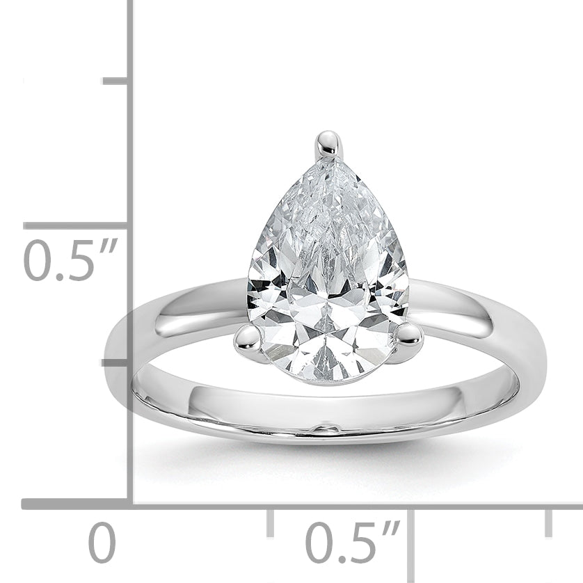 Cheryl M Sterling Silver Rhodium-plated Polished Pear CZ Ring