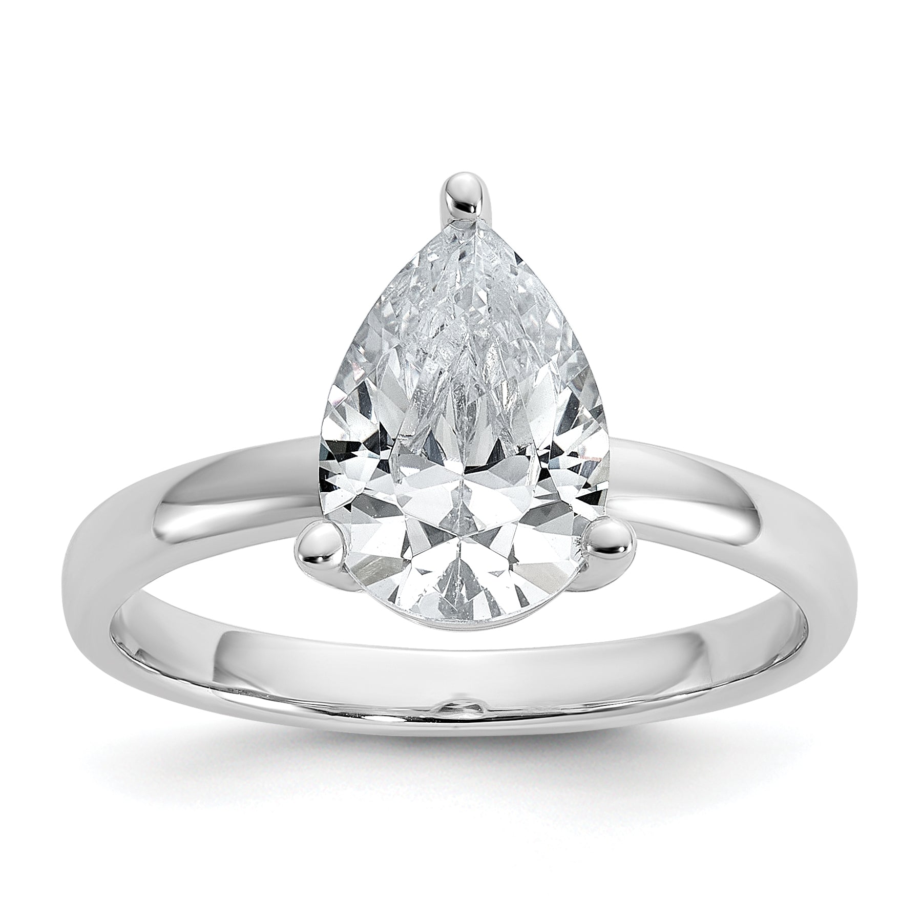 Cheryl M Sterling Silver Rhodium-plated Polished Pear CZ Ring Main image