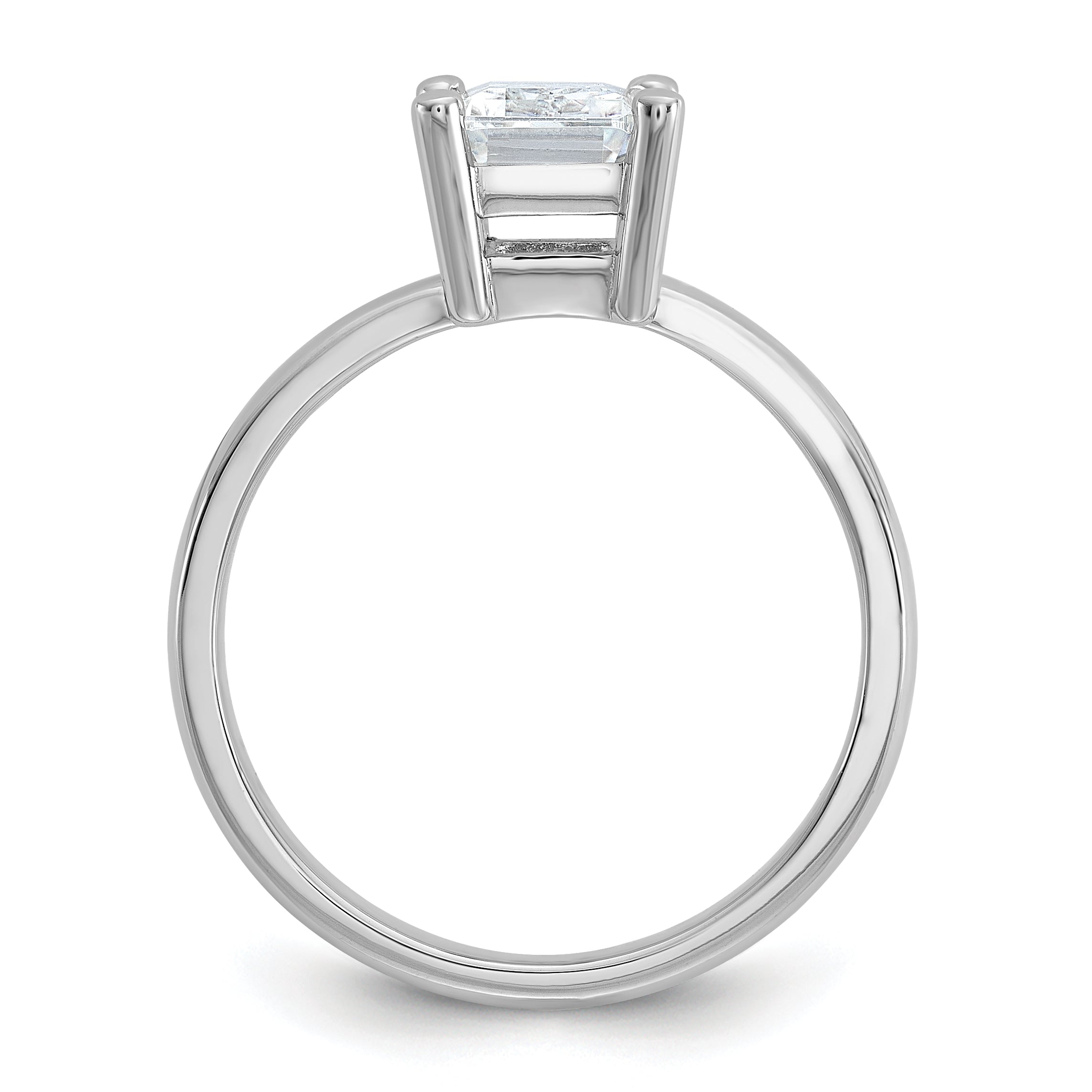 Cheryl M Sterling Silver Rhodium-plated Polished Emerald-cut CZ Ring Secondary image