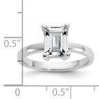 Cheryl M Sterling Silver Rhodium-plated Polished Emerald-cut CZ Ring