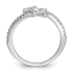 Cheryl M Sterling Silver Rhodium-plated Polished Fancy Emerald-cut CZ Bypass Ring