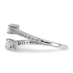 Cheryl M Sterling Silver Rhodium-plated Polished Fancy Emerald-cut CZ Bypass Ring