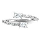 Cheryl M Sterling Silver Rhodium-plated Polished Fancy Emerald-cut CZ Bypass Ring