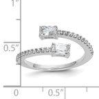 Cheryl M Sterling Silver Rhodium-plated Polished Fancy Emerald-cut CZ Bypass Ring
