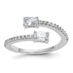 Cheryl M Sterling Silver Rhodium-plated Polished Fancy Emerald-cut CZ Bypass Ring