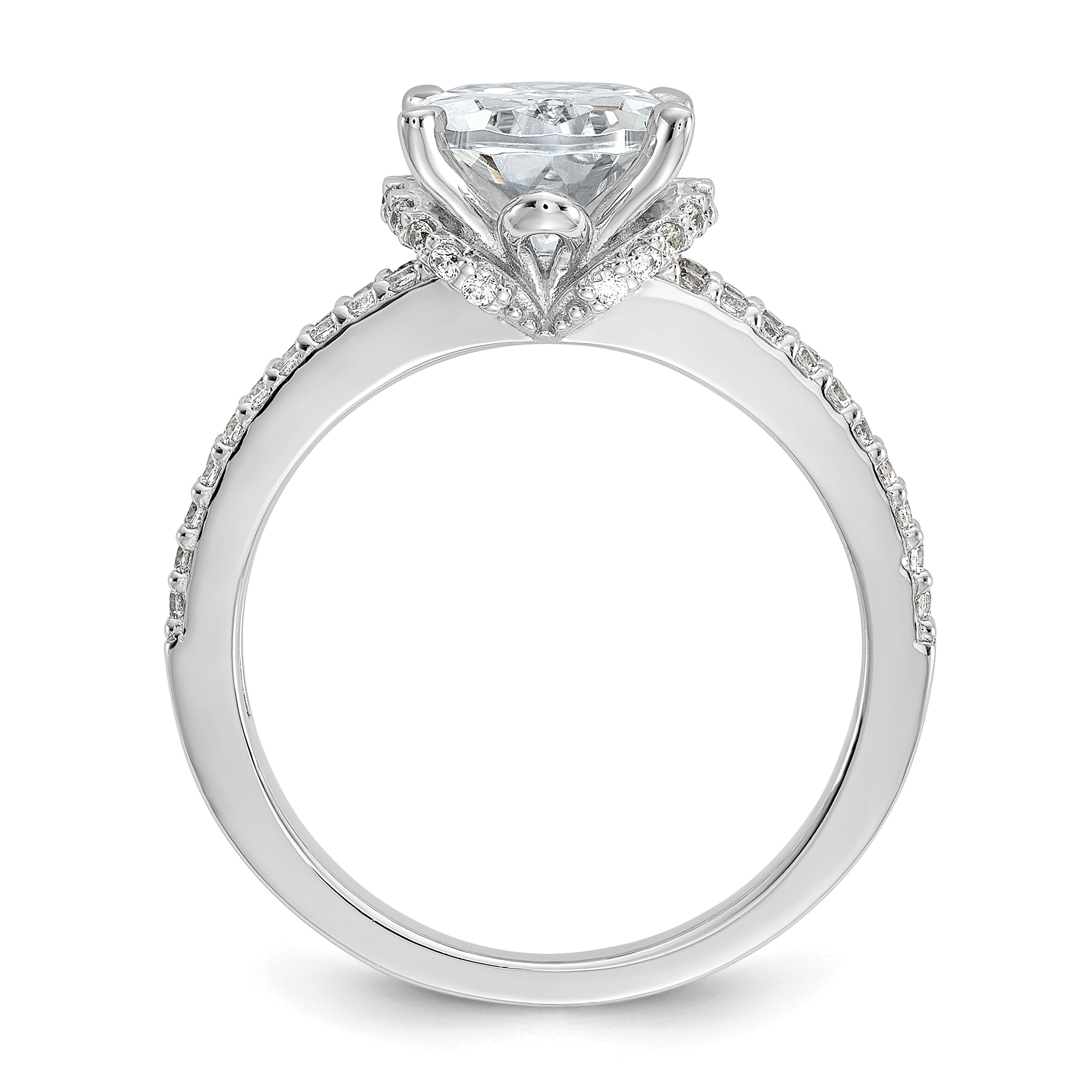 Cheryl M Sterling Silver Rhodium-plated Polished Fancy Oval CZ Ring