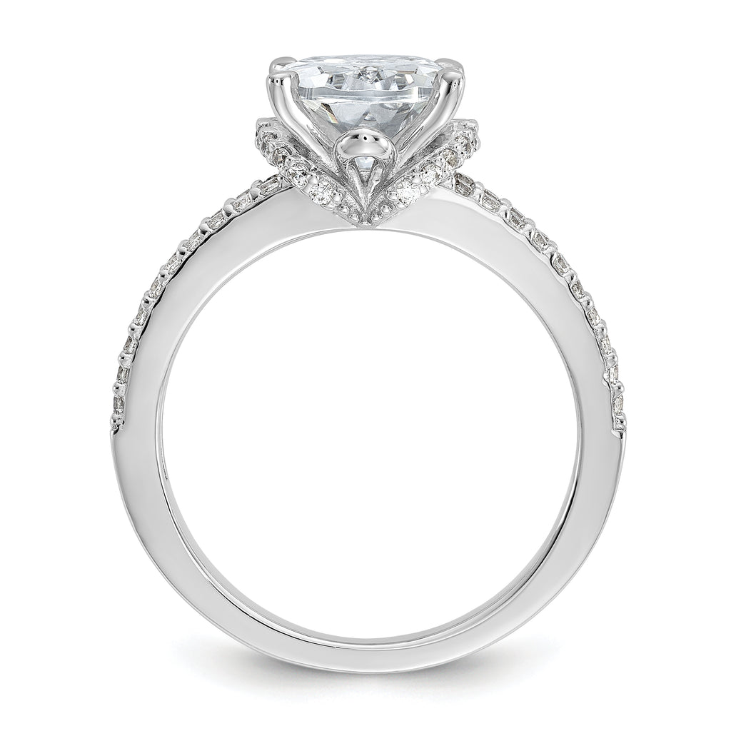 Cheryl M Sterling Silver Rhodium-plated Polished Fancy Oval CZ Ring