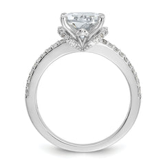Cheryl M Sterling Silver Rhodium-plated Polished Fancy Oval CZ Ring
