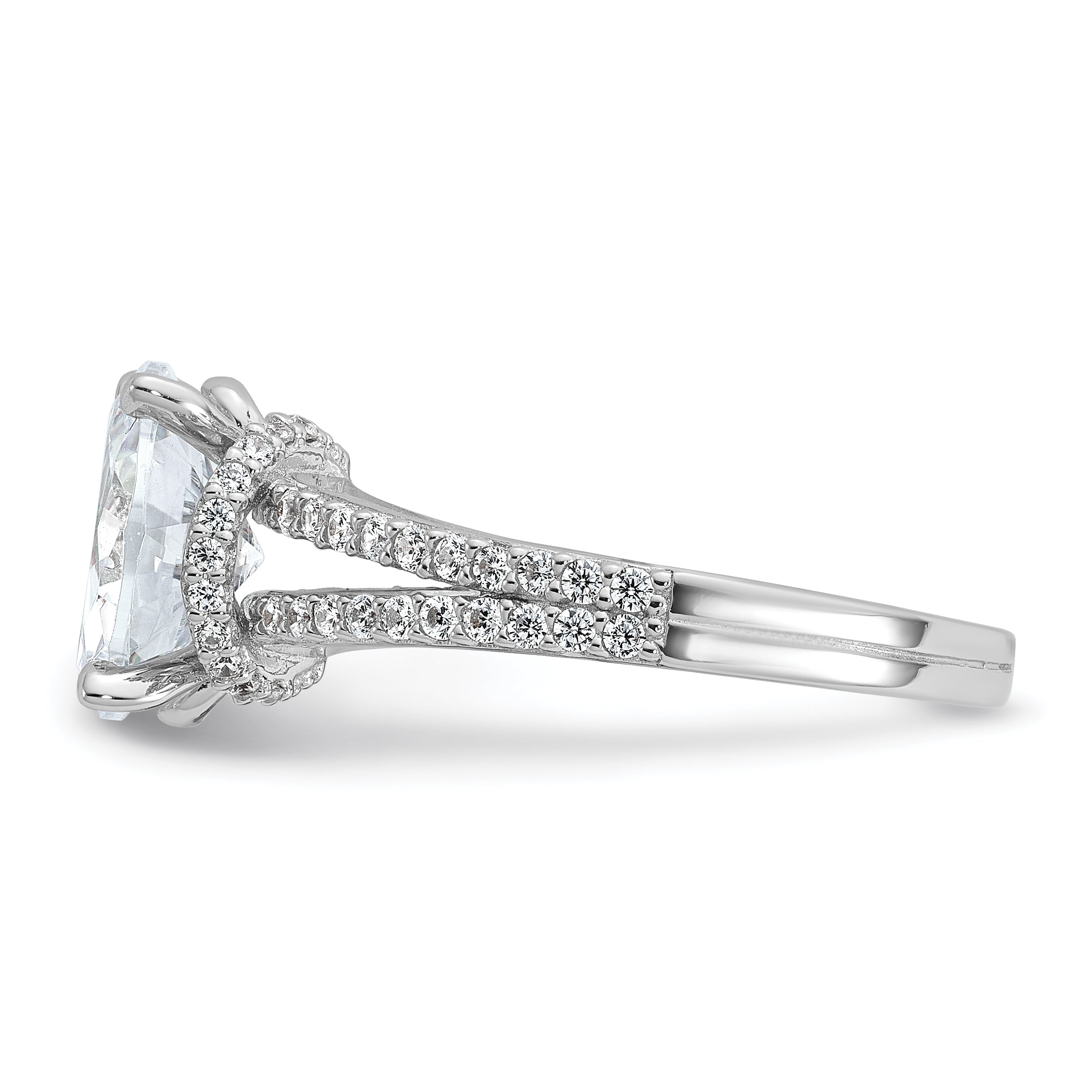 Cheryl M Sterling Silver Rhodium-plated Polished Fancy Oval CZ Ring