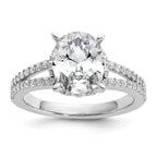 Cheryl M Sterling Silver Rhodium-plated Polished Fancy Oval CZ Ring