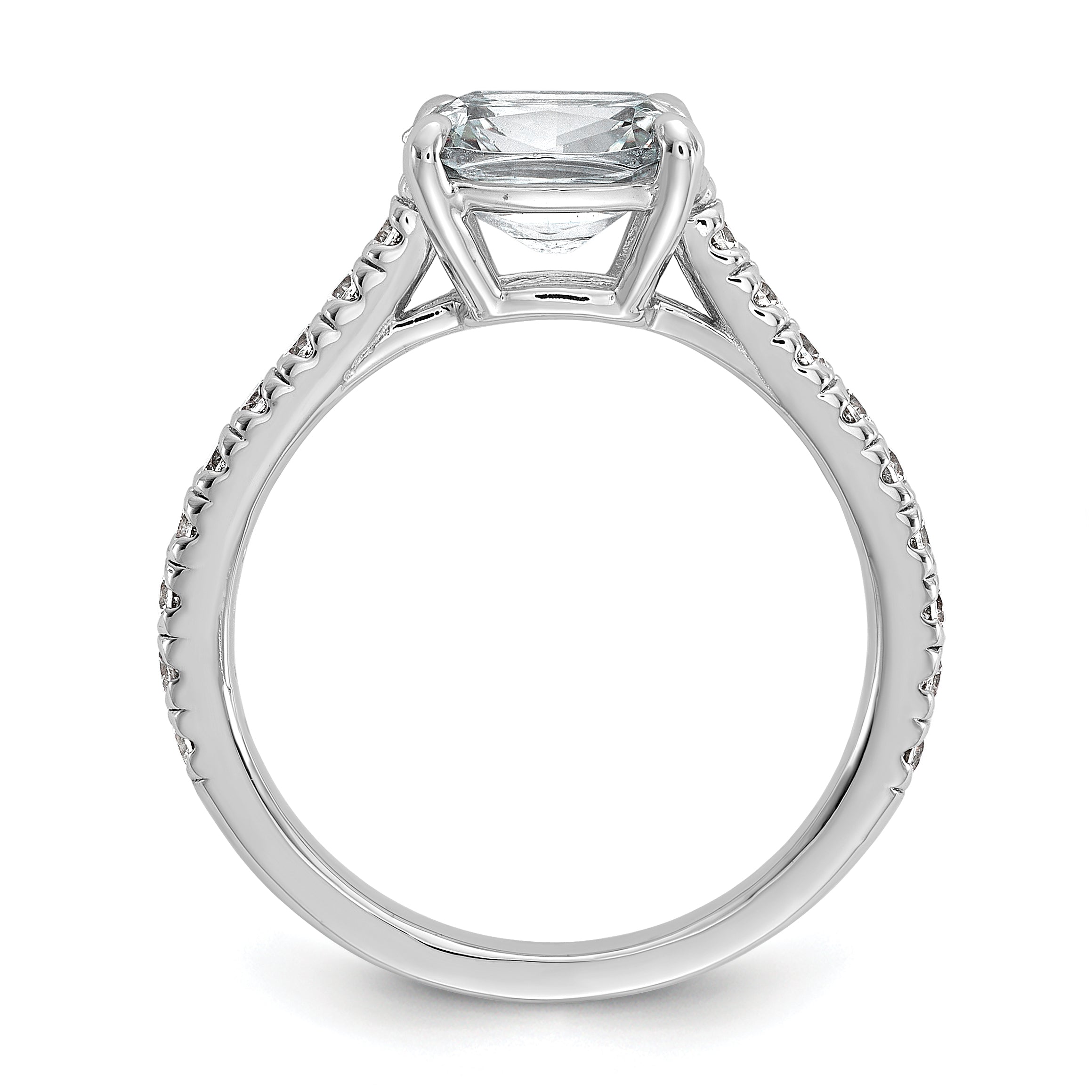 Cheryl M Sterling Silver Rhodium-plated Polished Fancy East-West Cushion-cut CZ Ring Secondary image
