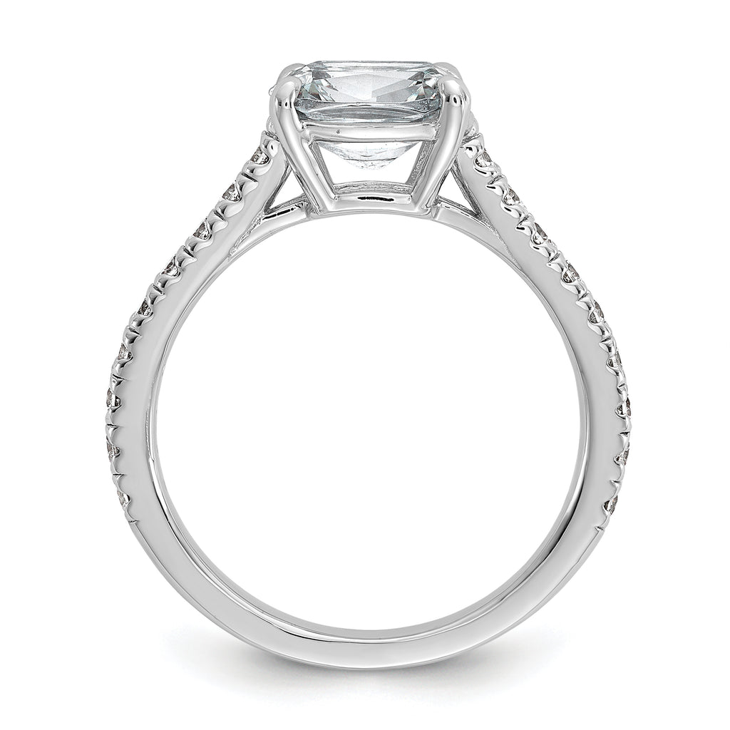 Cheryl M Sterling Silver Rhodium-plated Polished Fancy East-West Cushion-cut CZ Ring