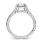 Cheryl M Sterling Silver Rhodium-plated Polished Fancy East-West Cushion-cut CZ Ring