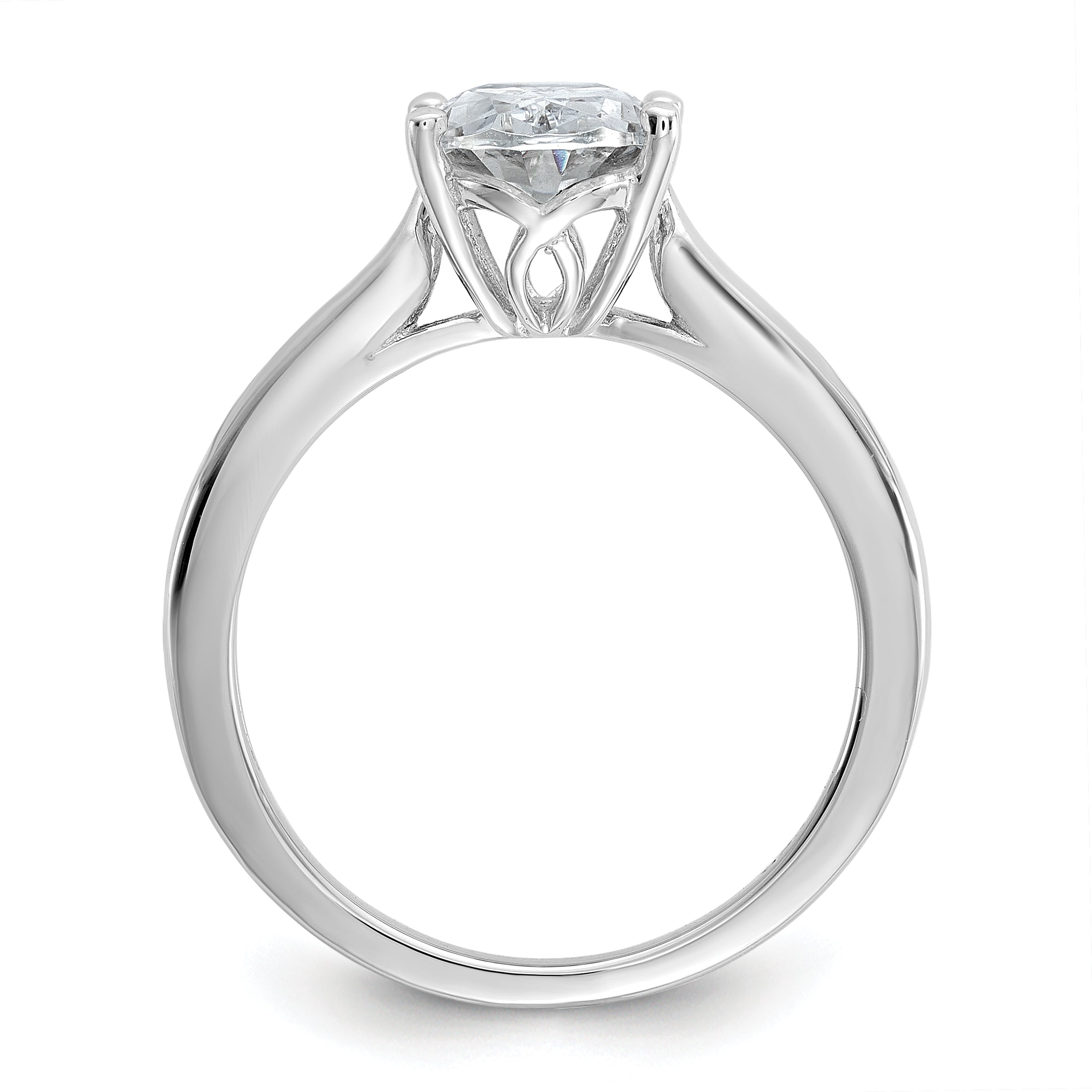 Cheryl M Sterling Silver Rhodium-plated Polished Oval CZ Ring Secondary image