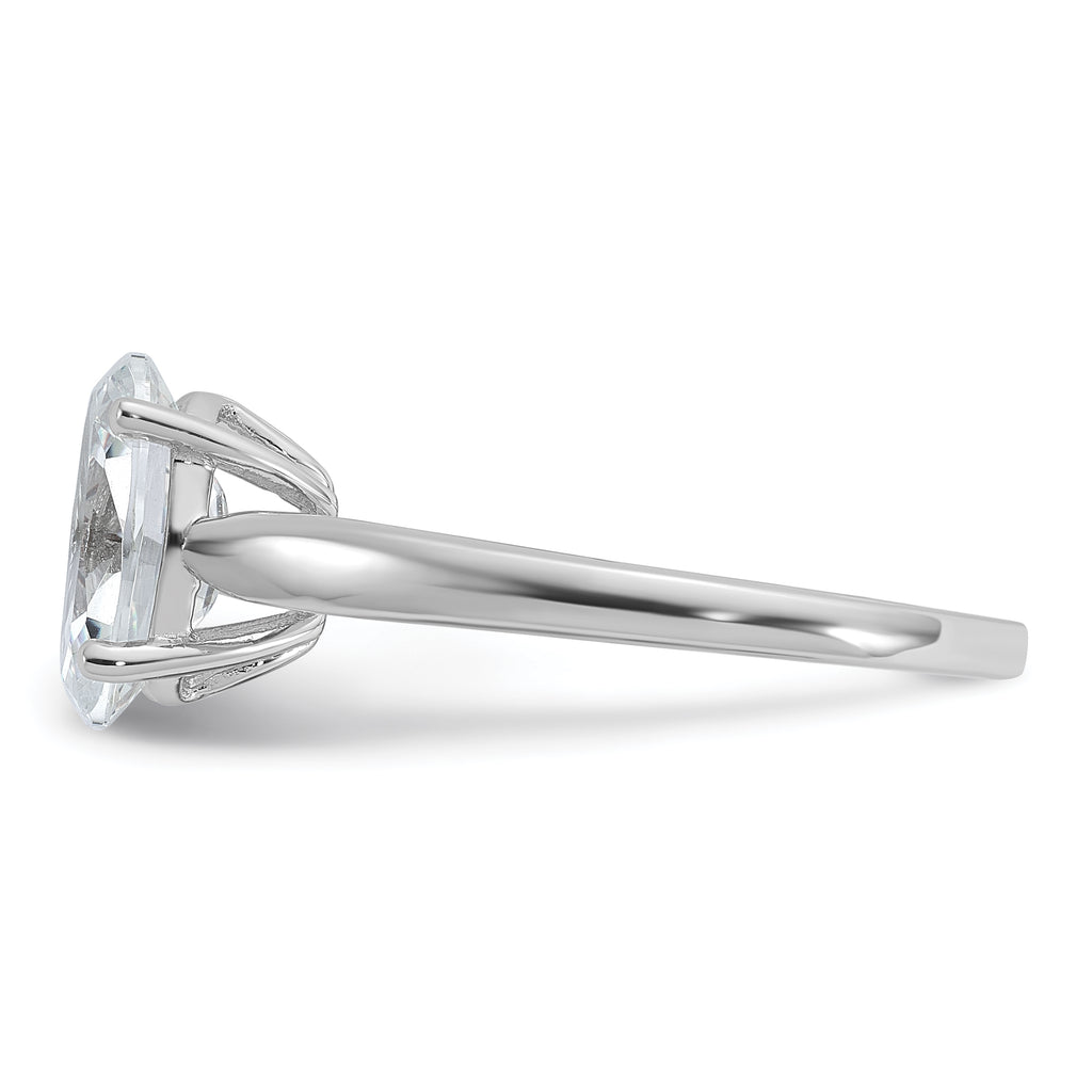 Cheryl M Sterling Silver Rhodium-plated Polished Oval CZ Ring