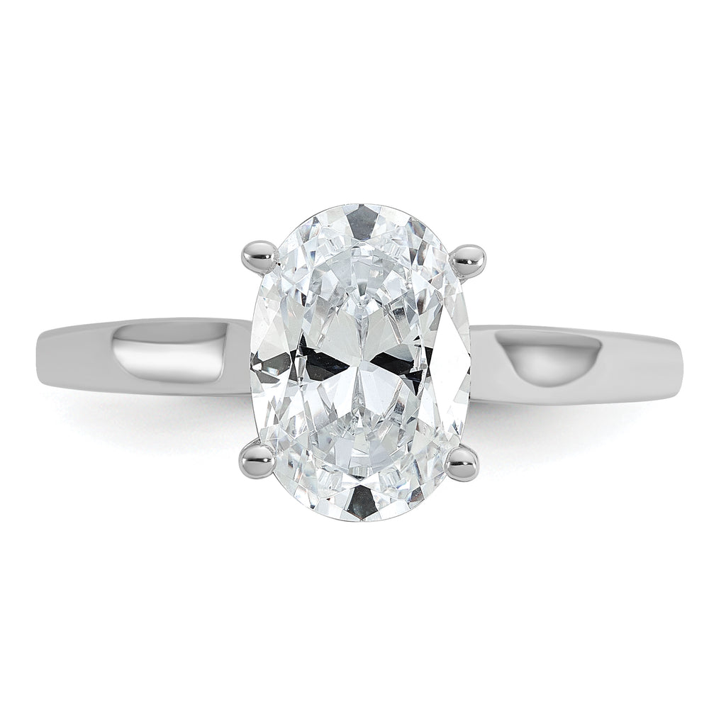 Cheryl M Sterling Silver Rhodium-plated Polished Oval CZ Ring