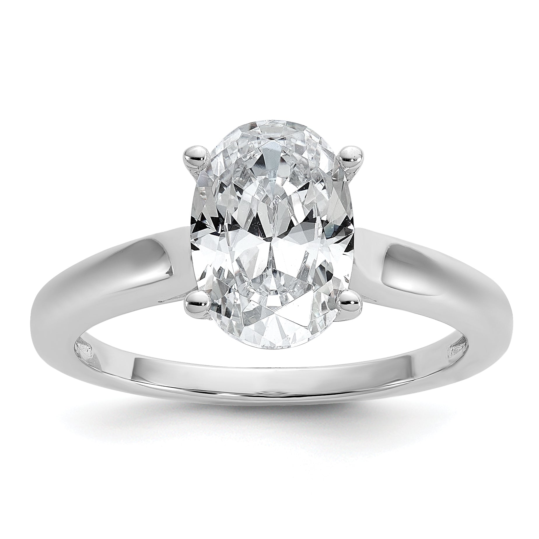 Cheryl M Sterling Silver Rhodium-plated Polished Oval CZ Ring Main image
