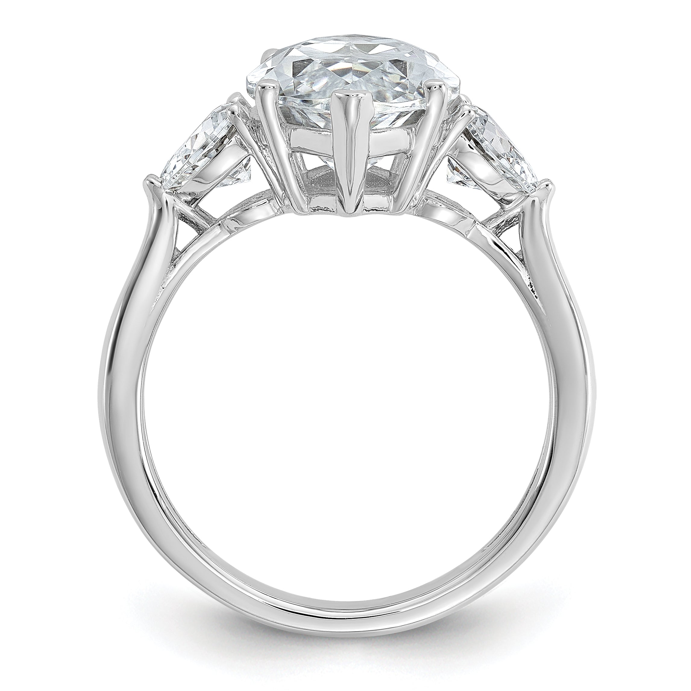 Cheryl M Sterling Silver Rhodium-plated Polished Fancy Marquise & Hearts CZ Ring Secondary image