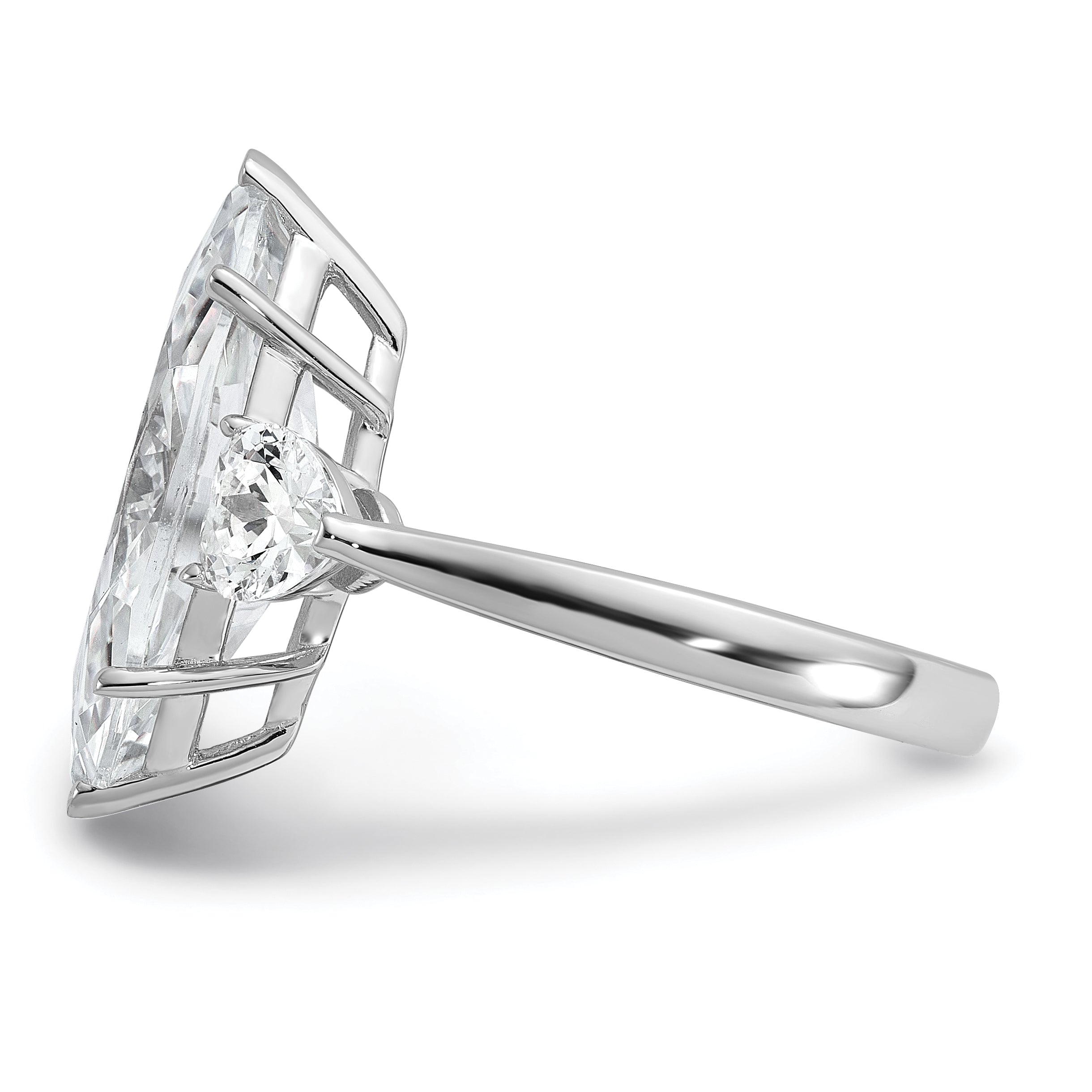 Cheryl M Sterling Silver Rhodium-plated Polished Fancy Marquise & Hearts CZ Ring