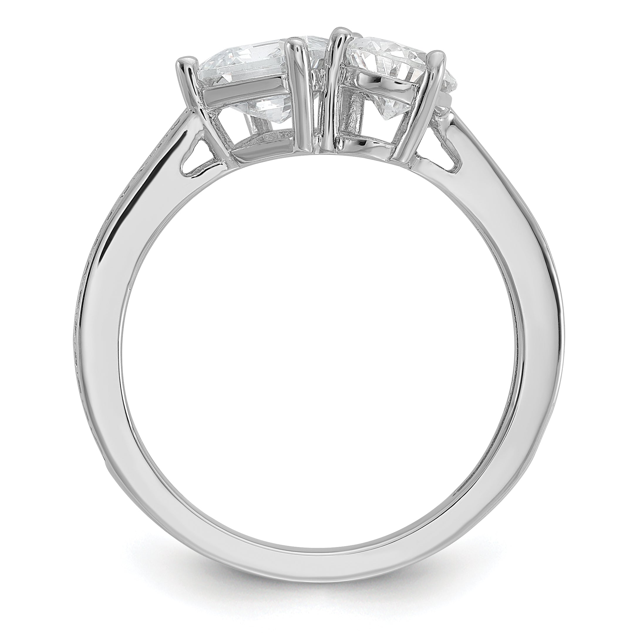 Cheryl M Sterling Silver Rhodium-plated Polished Pear and Square CZ Ring Secondary image