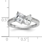 Cheryl M Sterling Silver Rhodium-plated Polished Pear and Square CZ Ring