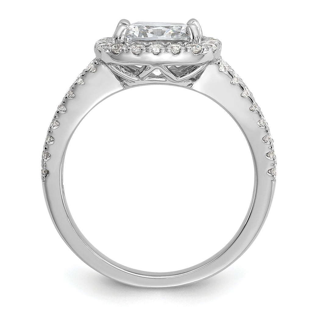 Cheryl M Sterling Silver Rhodium-plated Polished Cushion-cut CZ Halo Ring
