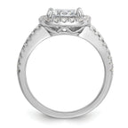 Cheryl M Sterling Silver Rhodium-plated Polished Cushion-cut CZ Halo Ring