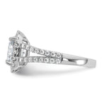 Cheryl M Sterling Silver Rhodium-plated Polished Cushion-cut CZ Halo Ring