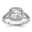 Cheryl M Sterling Silver Rhodium-plated Polished Cushion-cut CZ Halo Ring