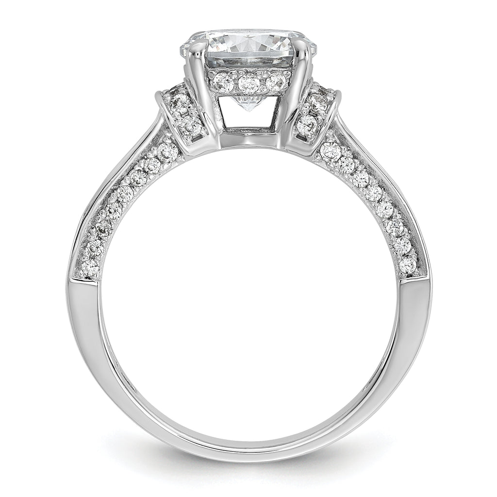 Cheryl M Sterling Silver Rhodium-plated Polished Fancy CZ Ring