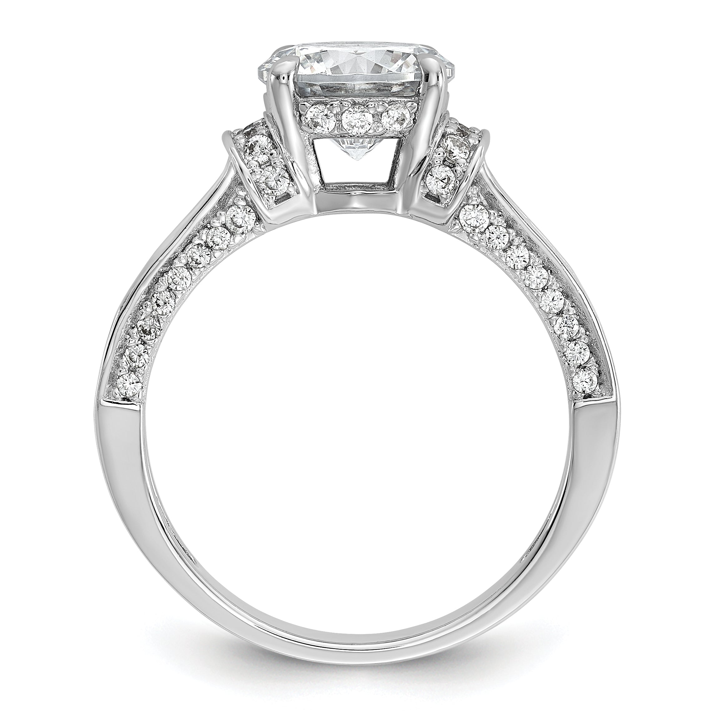 Cheryl M Sterling Silver Rhodium-plated Polished Fancy CZ Ring