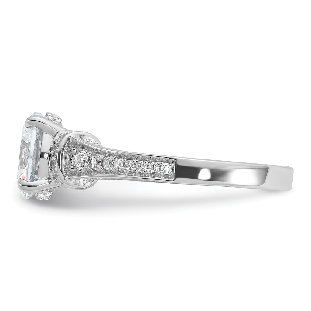Cheryl M Sterling Silver Rhodium-plated Polished Fancy CZ Ring