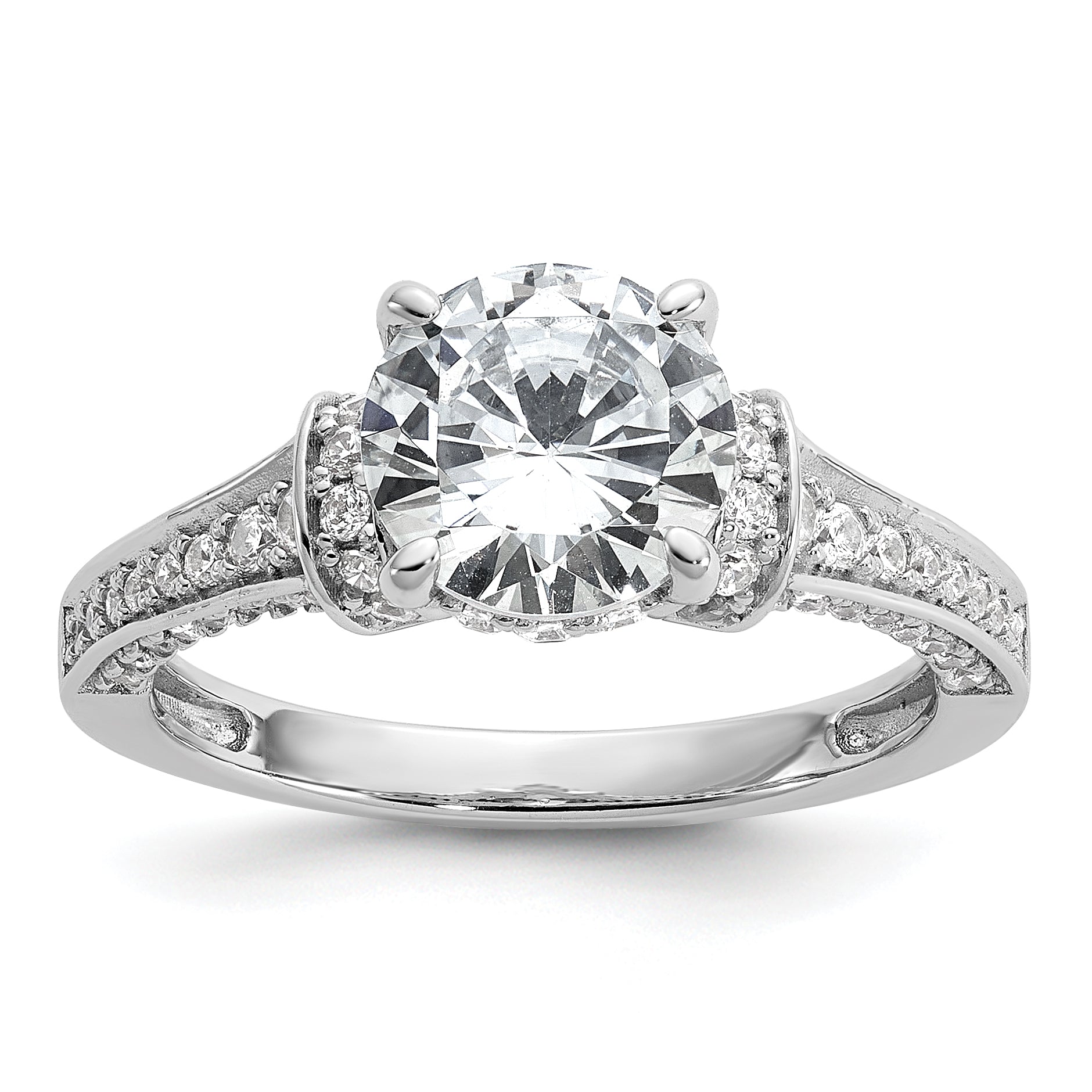 Cheryl M Sterling Silver Rhodium-plated Polished Fancy CZ Ring Main image