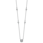 Cheryl M Sterling Silver Rhodium-plated Polished Fancy CZ Station with 2 Inch Extension Necklace