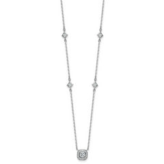 Cheryl M Sterling Silver Rhodium-plated Polished Fancy CZ Station with 2 Inch Extension Necklace