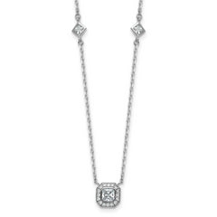 Cheryl M Sterling Silver Rhodium-plated Polished Fancy CZ Station with 2 Inch Extension Necklace