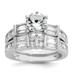 Cheryl M Sterling Silver Rhodium-plated Polished CZ Ring Set