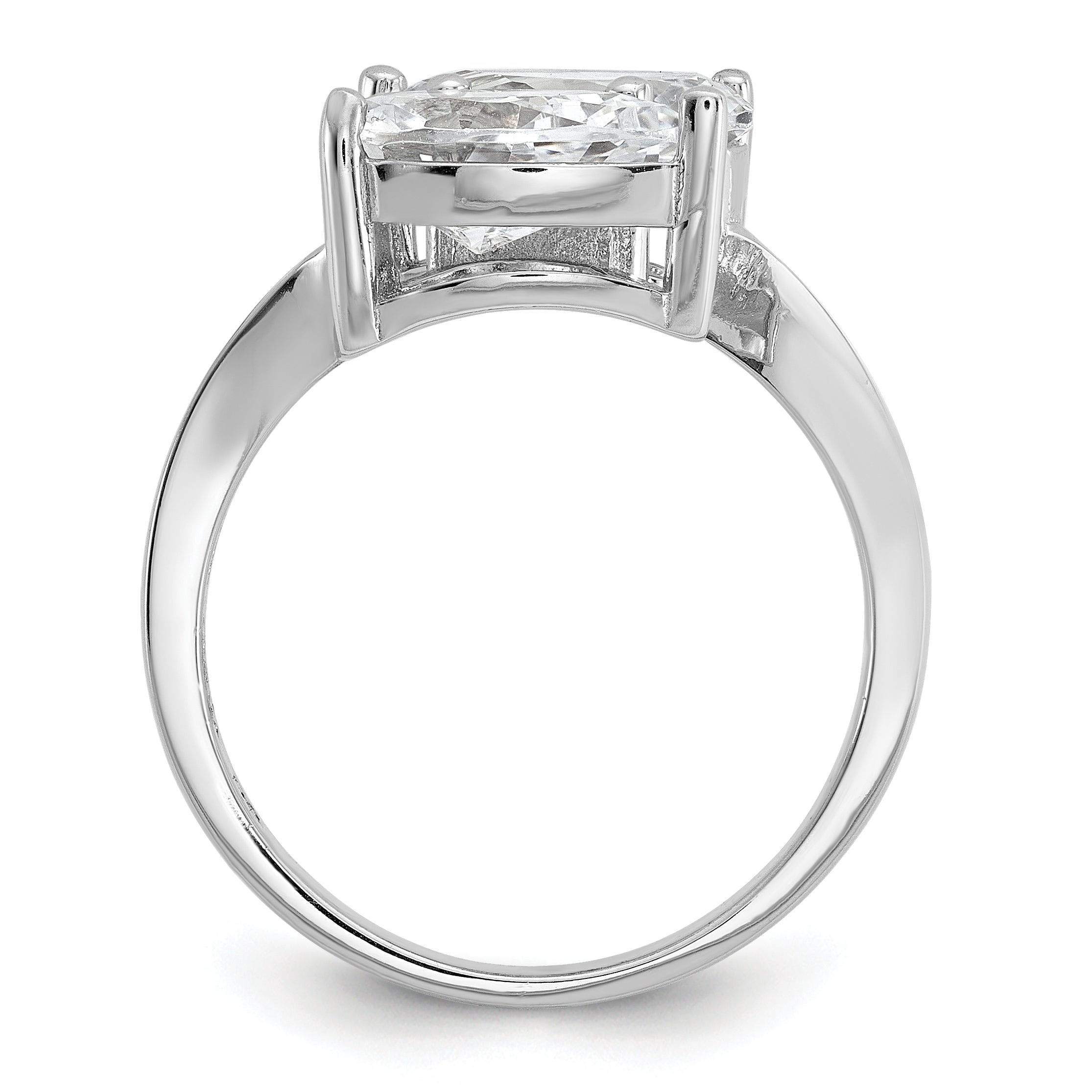 Cheryl M Sterling Silver Rhodium-plated Polished Double Pear CZ Ring Secondary image