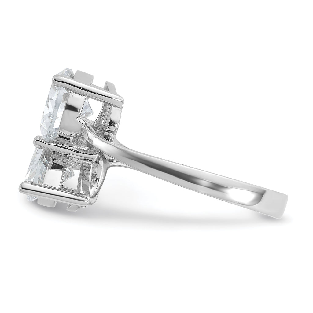 Cheryl M Sterling Silver Rhodium-plated Polished Double Pear CZ Ring