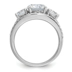 Cheryl M Sterling Silver Rhodium-plated Polished 3-Stone CZ Ring with 2 Bands Ring Set