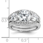 Cheryl M Sterling Silver Rhodium-plated Polished 3-Stone CZ Ring with 2 Bands Ring Set