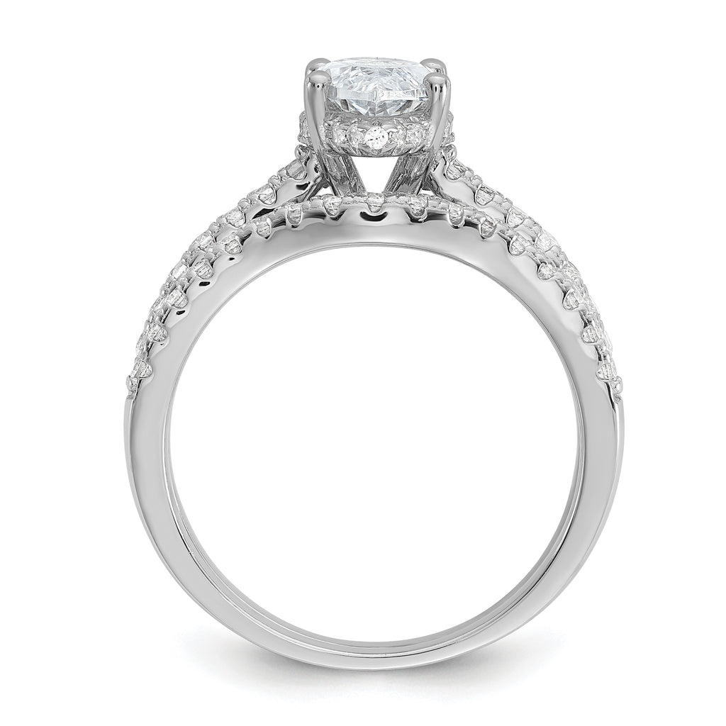 Cheryl M Sterling Silver Rhodium-plated Polished Marquise CZ with Two Bands Ring Set