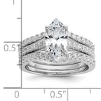 Cheryl M Sterling Silver Rhodium-plated Polished Marquise CZ with Two Bands Ring Set