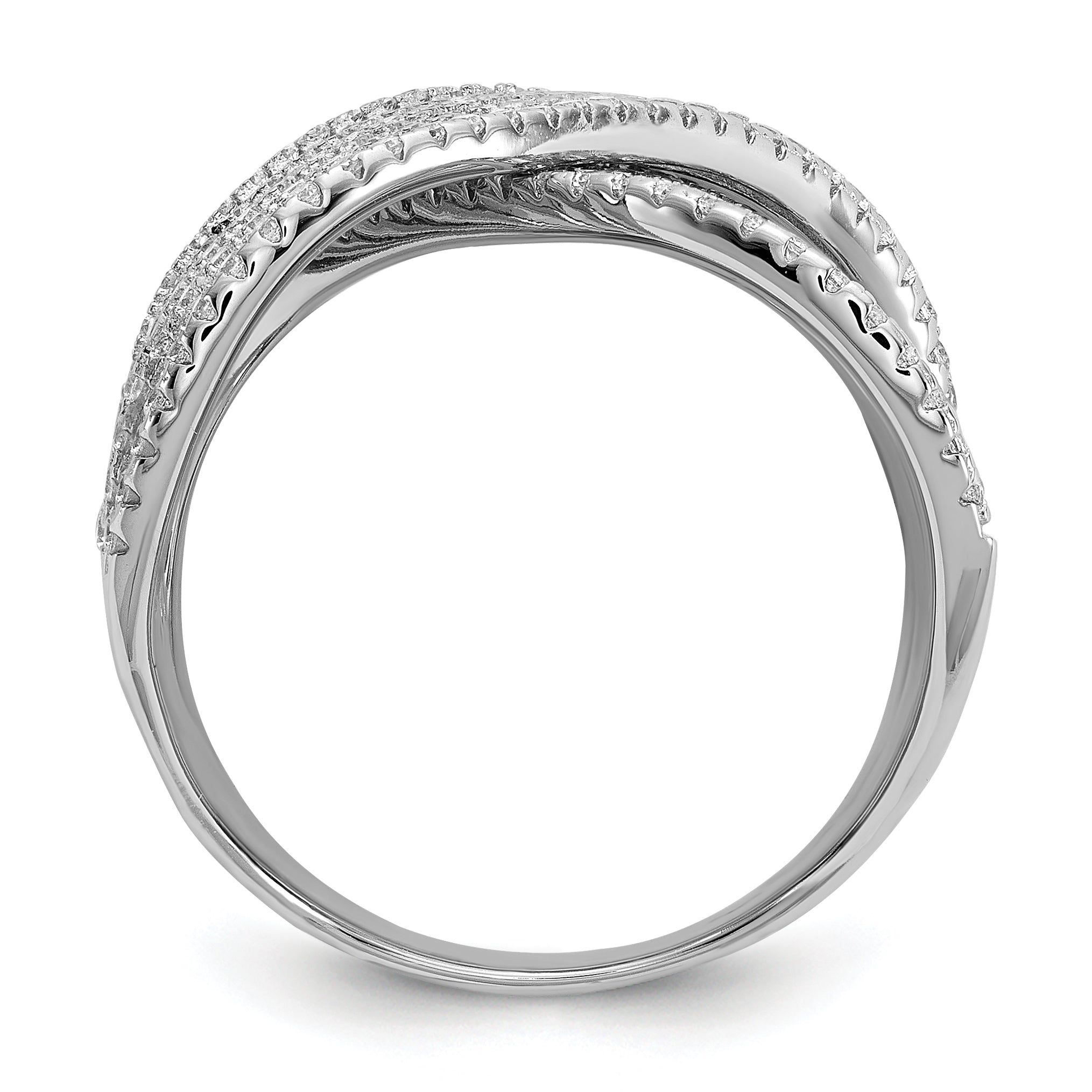 Cheryl M Sterling Silver Rhodium-plated Polished Fancy CZ X Ring Secondary image