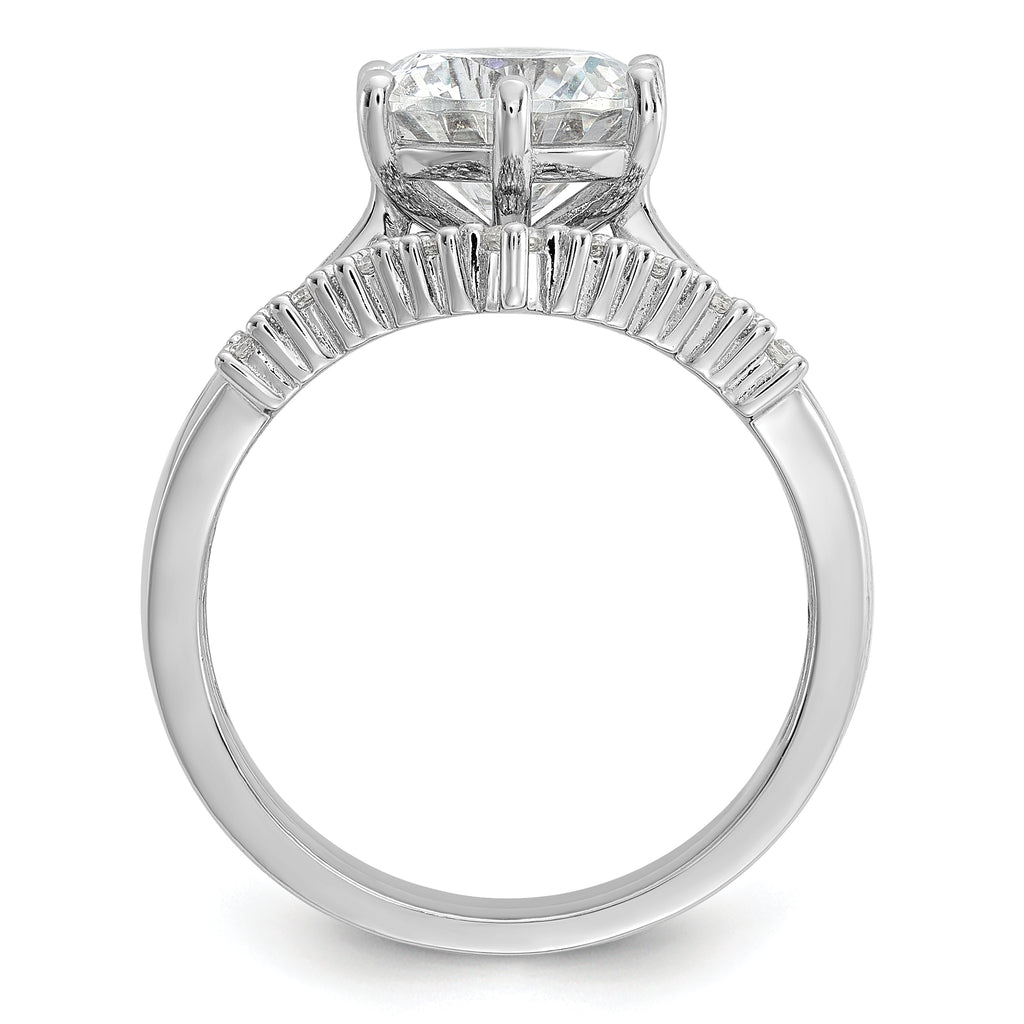 Cheryl M Sterling Silver Rhodium-plated Polished Fancy CZ with Two 3-Row Bands Ring Set