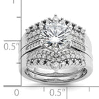 Cheryl M Sterling Silver Rhodium-plated Polished Fancy CZ with Two 3-Row Bands Ring Set