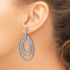 Cheryl M Sterling Silver Rhodium-plated Polished Fancy CZ Ovals Post Dangle Earrings
