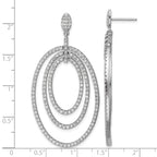 Cheryl M Sterling Silver Rhodium-plated Polished Fancy CZ Ovals Post Dangle Earrings