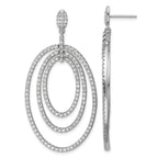 Cheryl M Sterling Silver Rhodium-plated Polished Fancy CZ Ovals Post Dangle Earrings